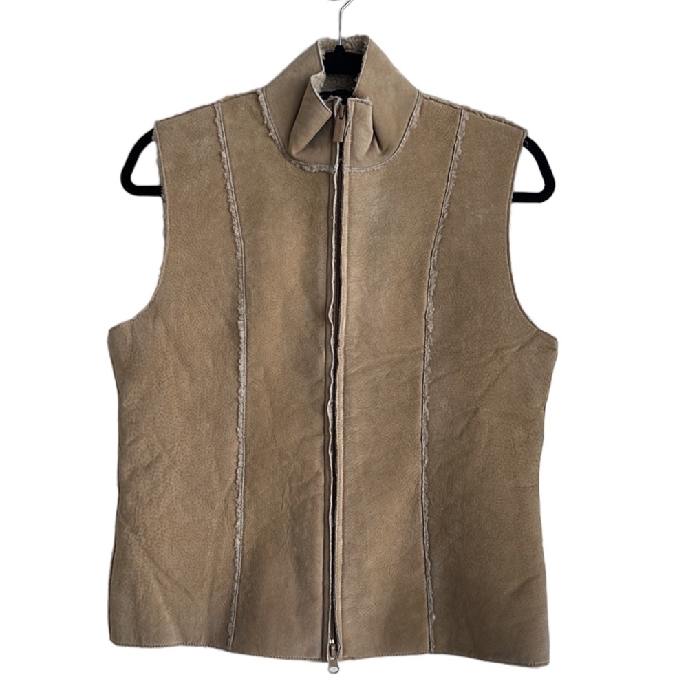 Express Suede Leather Sleeveless Zip Up Vest